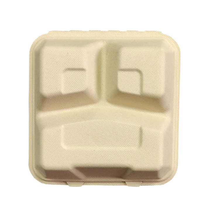 Biodegradable Fast Food Paper Packaging For To Go Disposable Dinnerware Sets Sugarcane Bagasse Takeout Lunch Box With Lid