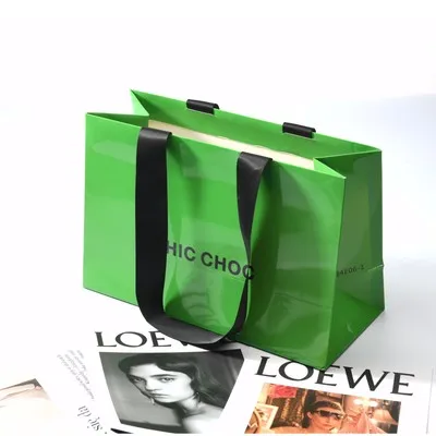 Morden Style Boutique Paper Hair Extension Packaging Custom Bag Jibbitz