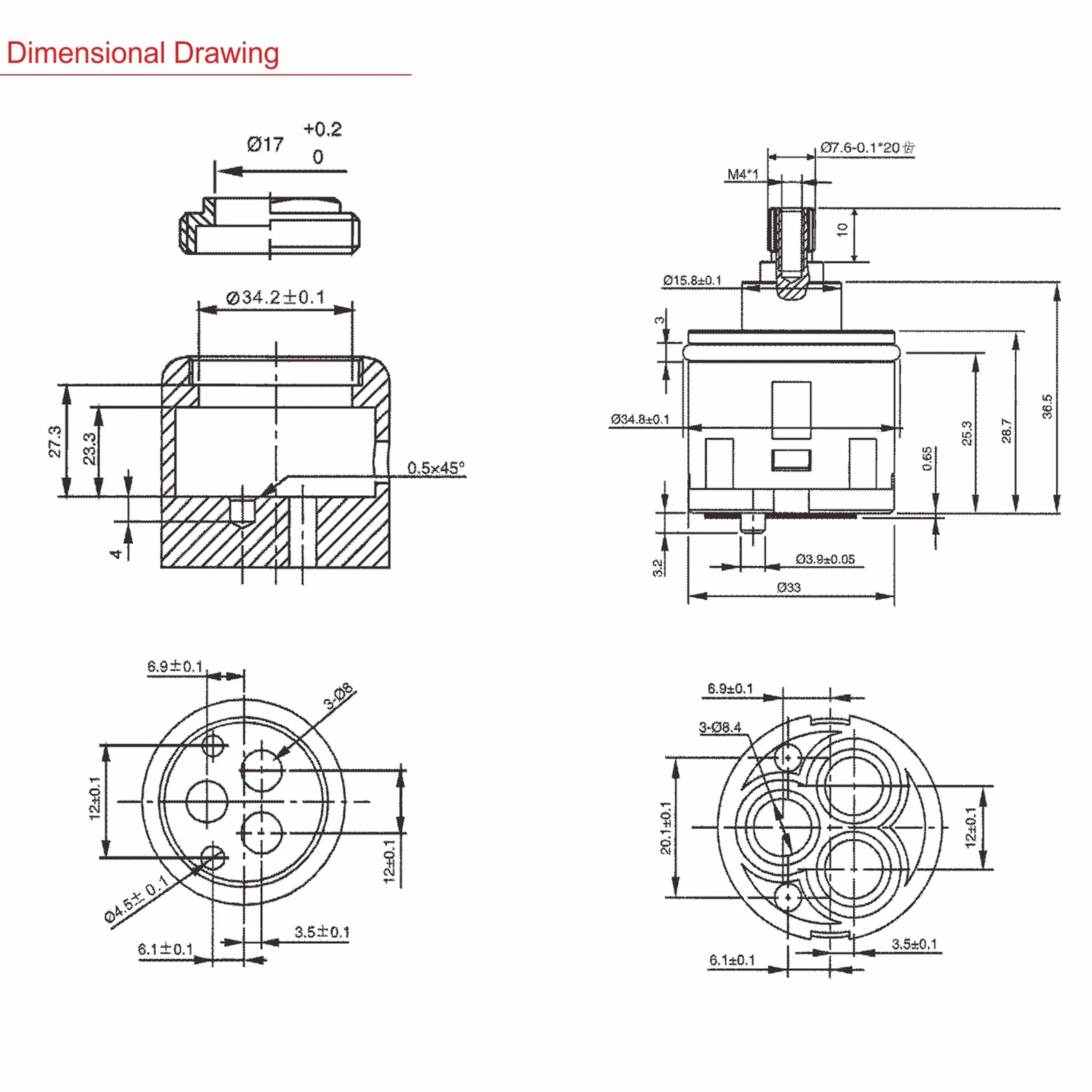 Hot Selling J3302 Faucet cartridges Ceramic spool,J3302-33mm 3-Way Diverter(Turning Angle 90/240/360) for Kitchen/Basins Faucet