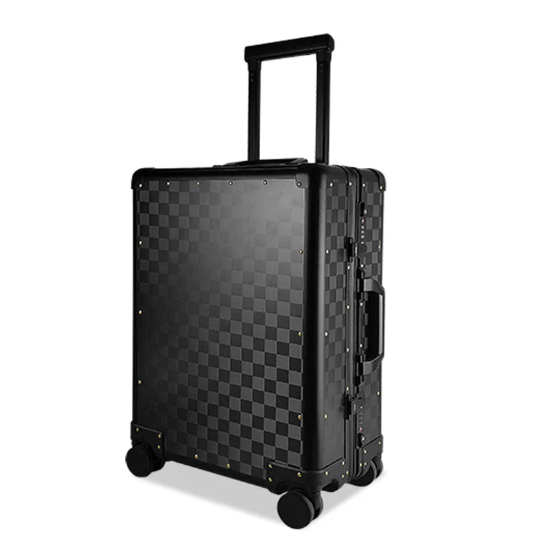 customized logo plain carbon fiber matt black suitcase luxury  carry on luggage travel bag