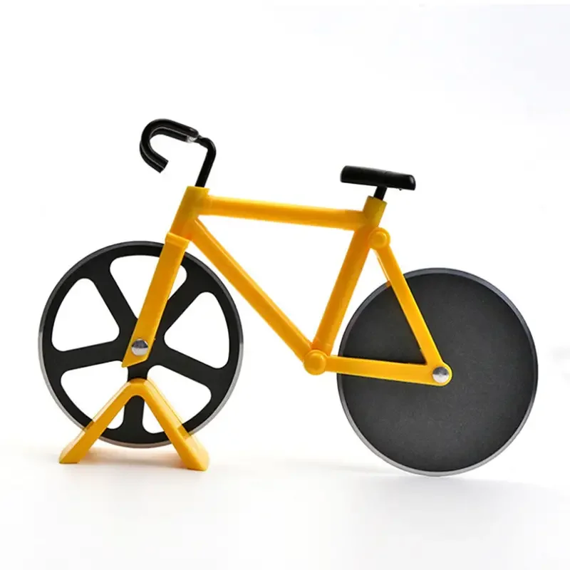 Creativity Bicycle Pizza Cutter Wheel Non-stick Dual Cutting Wheels Stainless Steel Bike Pizza Slicer Bicycle Shape Pizza Cutter