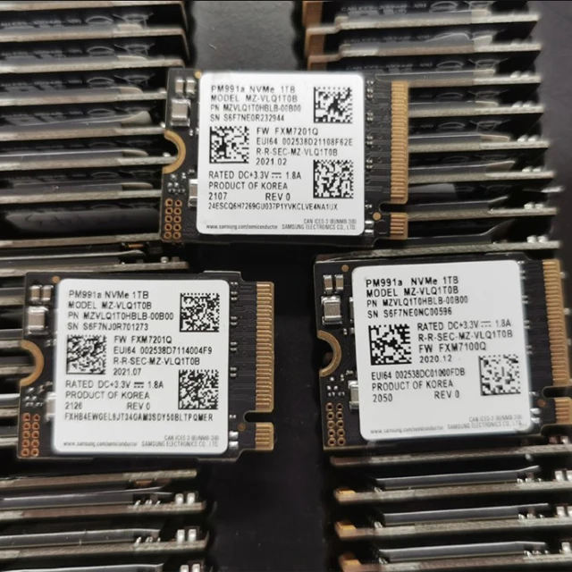 Для Samsung PM991a 1 ТБ 512 ГБ 256 SSD M.2 2230 Внутренний твердотельный накопитель PCIe3.0x4 NVME для Microsoft Surface Pro7 +