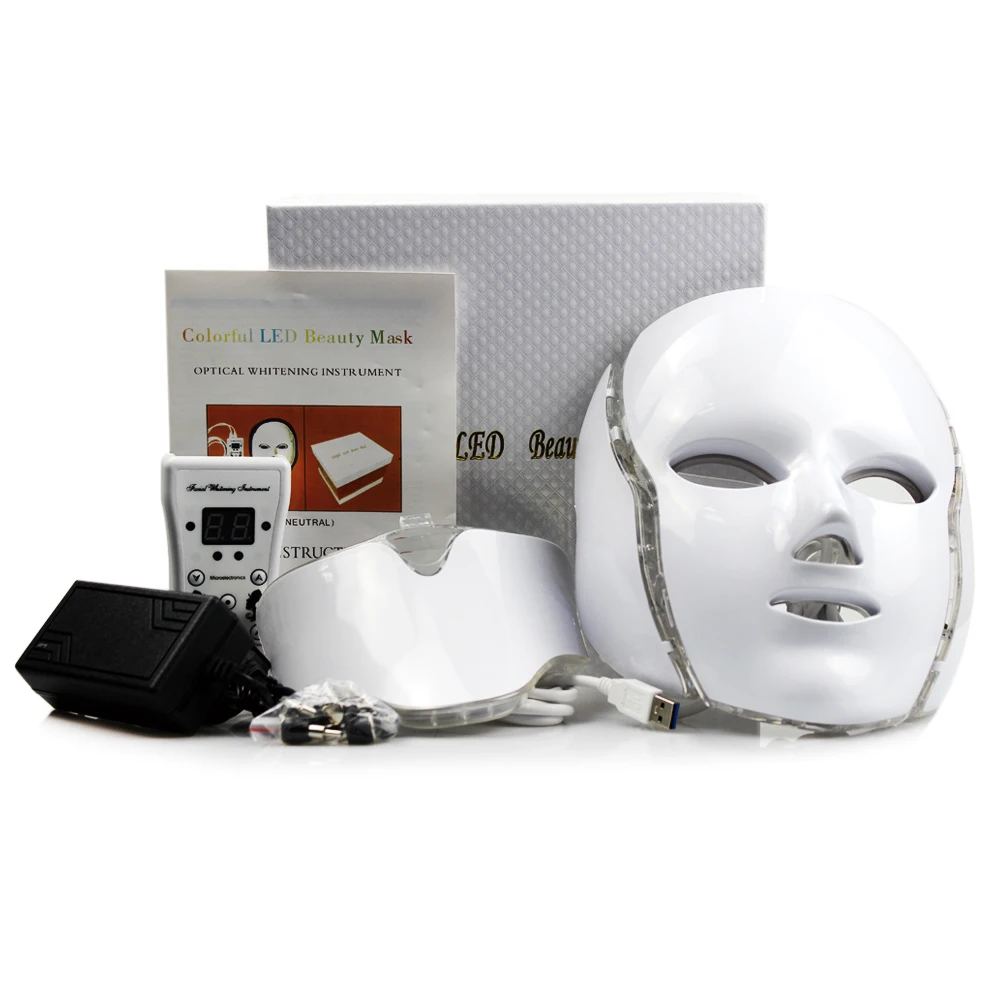 Pdt фотонный аппарат 7 цветов для красоты лица терапия светодиодная световая маска с шеей