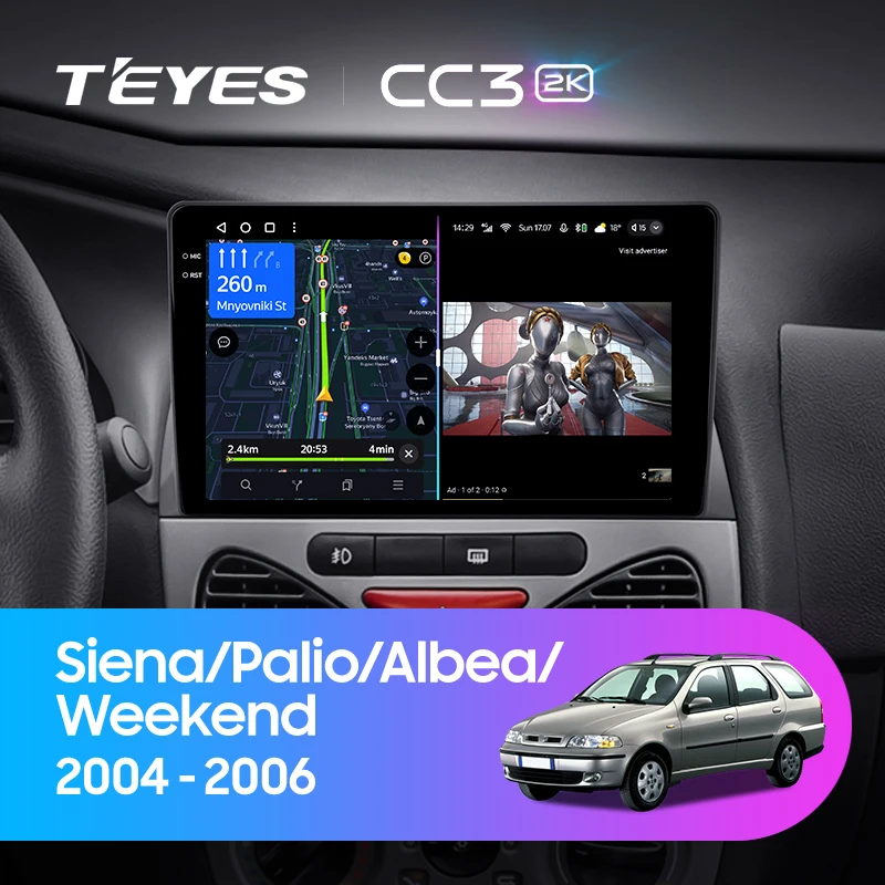 TEYES CC3 2K For Fiat Siena Palio Albea Weekend 2004 - 2006 Radio Video Player Navigation stereo Android 10 No 2din 2 din dvd