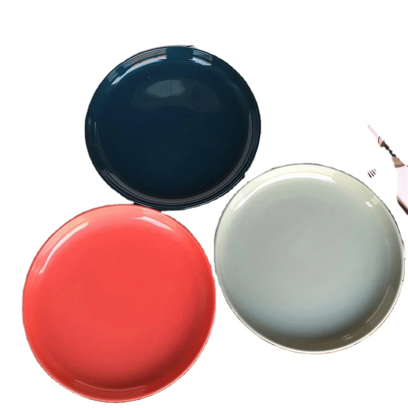 Eco-Friendly 10 Inch Round Color Restaurant Plates Glazed Ceramic Plate for Daily Use