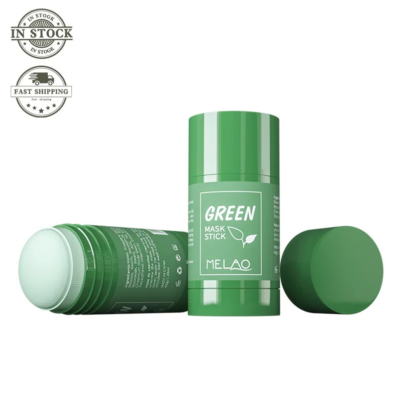 
Green tea cleansing mask purifying clay stick face mud private label organic green tea mask stick 