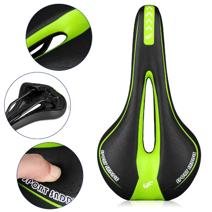 Green color waterproof leather bicycle saddle seat comfortable