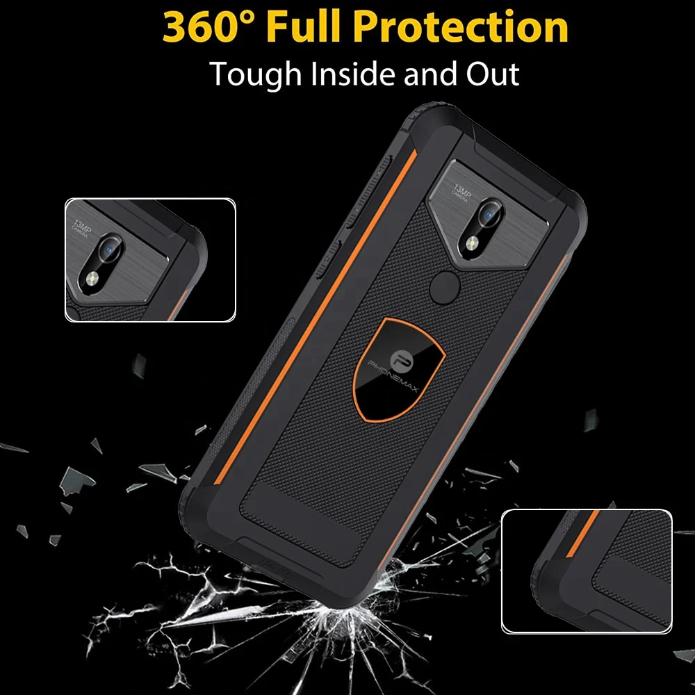 Phonemax OEM unlocked 4G fingerprint NFC 4+128G 5MP+13MP Android10 5100mAh shockproof Atex explosion proof ip68 rugged phone