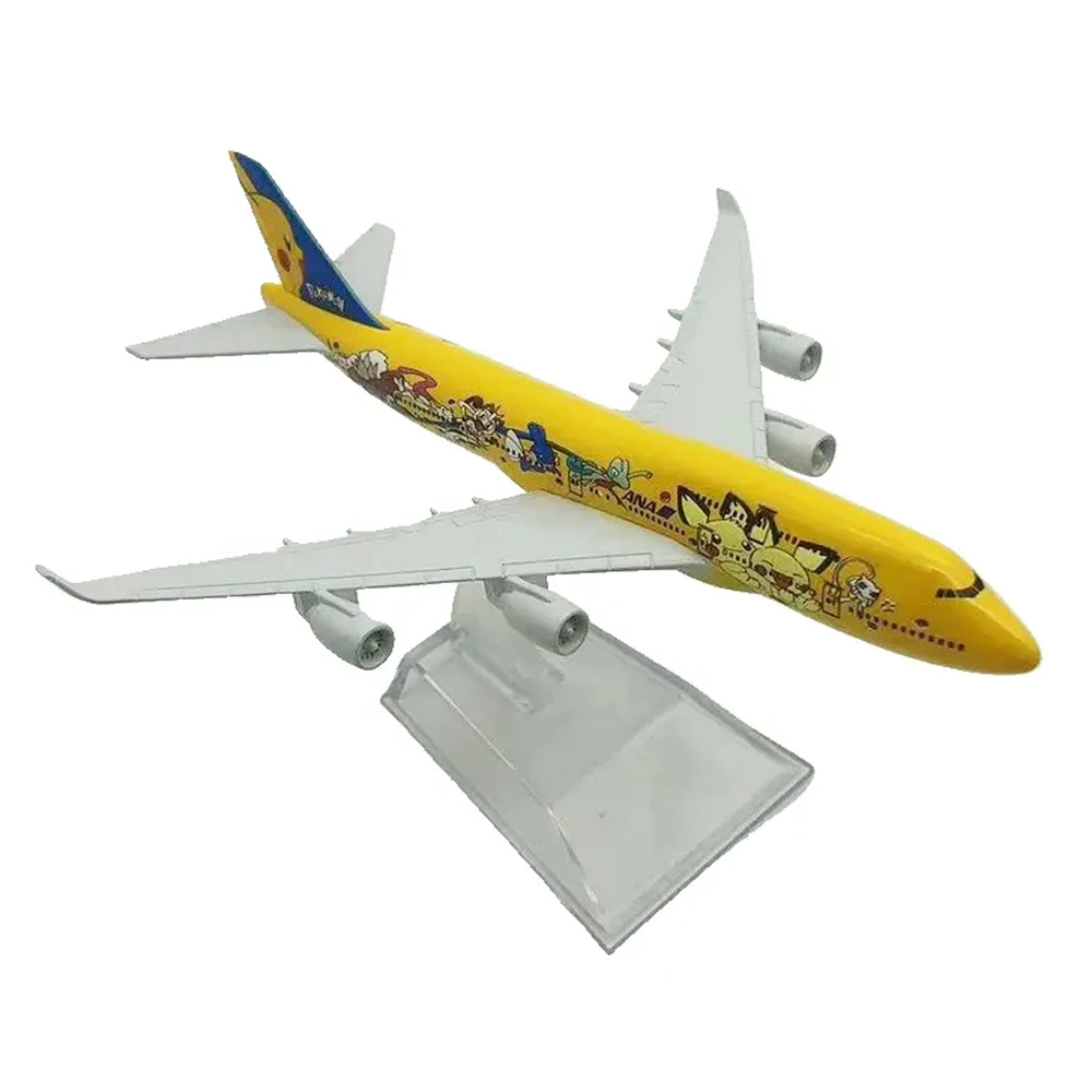 16cm 747 Alloy Aircraft Pikachu Japanese Planes Toys Pickup 747 Alloy Aircraft Model Passenger Aircraft with Landing Gear