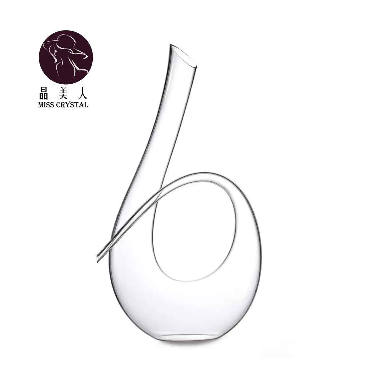 35 Ounce Lead Free Crystal Wine Aerating Decanter Elegant Curves Twisted Horn Wine Decanter