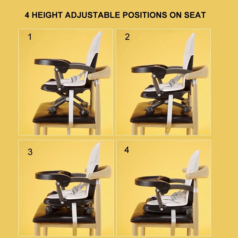 Children Travel Booster Seat with Tray for Baby Folding Portable High Chair for Eating Camping Indoor Outdoor