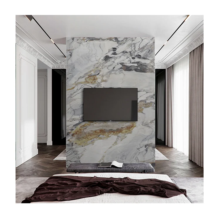 Мраморная подвесная настенная плитка для телевизора, современная простая легкая Роскошная каменная плита с большой платформой