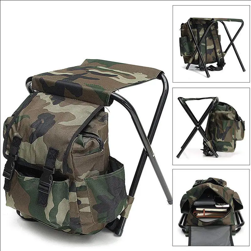 Custom Logo Portable Outdoor Camping Fishing Chair Folding Seat Large Capacity Lightweight Chair Bag with Backpack