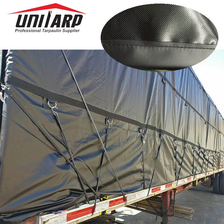 Heavy duty truck flatbed trailer tarps 14oz 18oz lightweight PVC flatbed truck steel lumber tarp