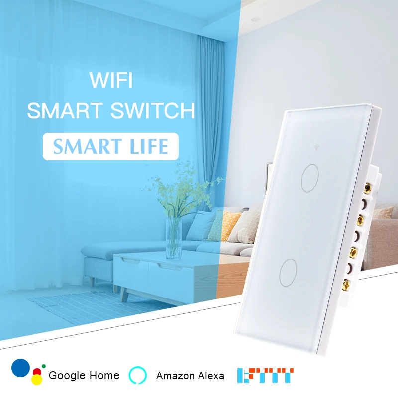 2 gang US standard smart light switch wifi remote control support tuya