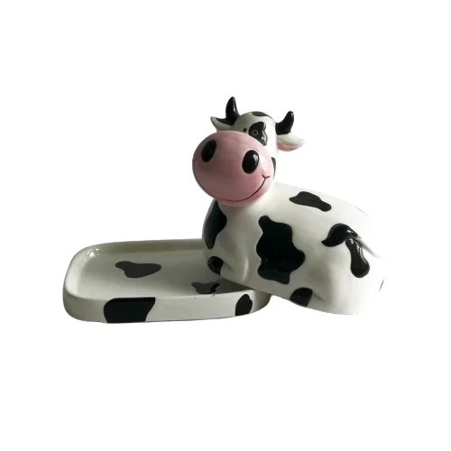 New idea products ceramic cute cow butter dish animal butter dish with cow cover