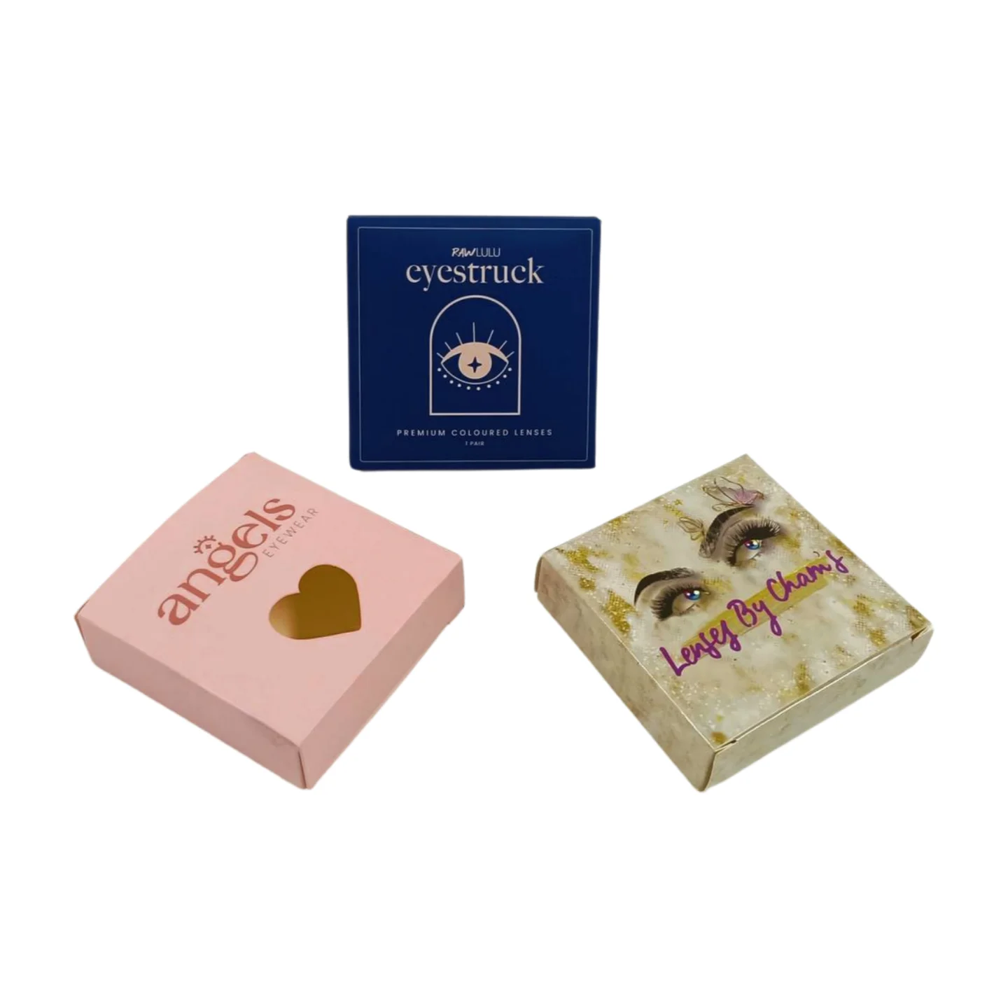 Customize own style lash plastic tray false eyelash contact lenses packaging boxes