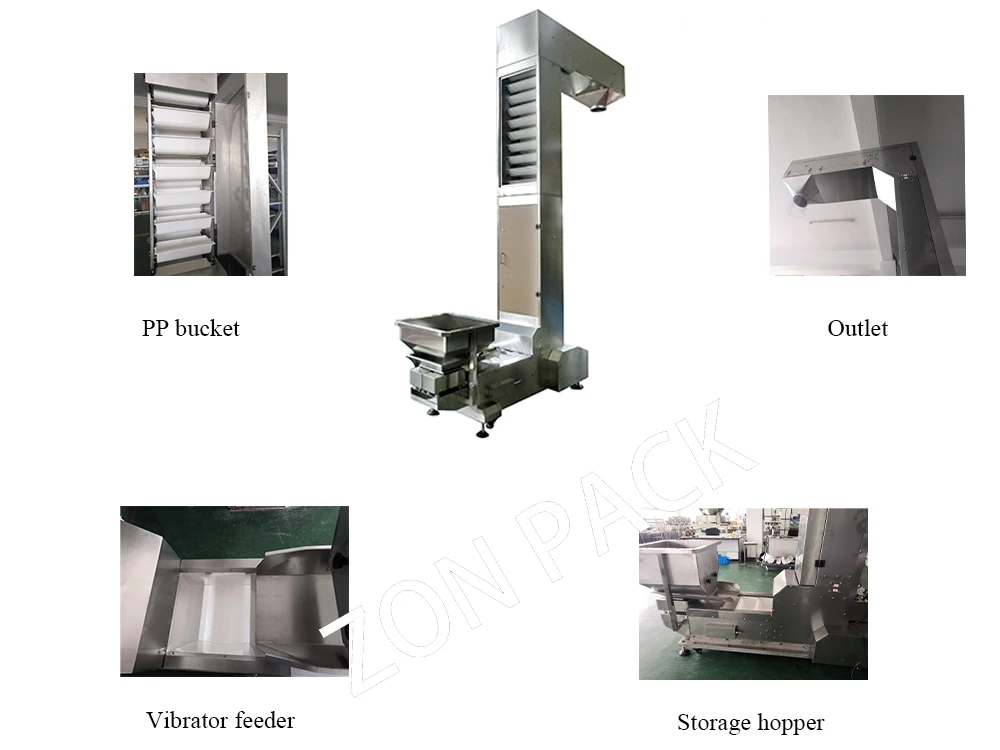 Low price multi plate vibrator feeder Z bucket conveyor for popcorn  snacks feeding