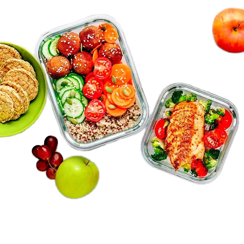 Hot Selling Glass Food Containers Rectangle Clip Lif Airtight Containers Kitchen Accessories Lunch Box for food storage