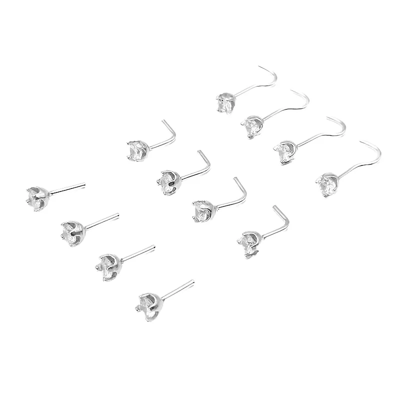 925 Sterling Silver Fine Jewelry Unisex round Nose Piercing with Crystal Zircon Trendy Sexy Body Jewelry Allergy-Free for Gifts