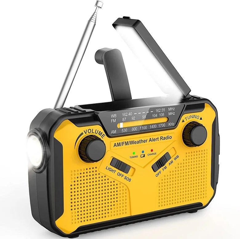 Weather Alert NOAA Radio Solar Hand Crank Emergency Radio 5 Ways Powered AM/FM SOS Radio with Torch