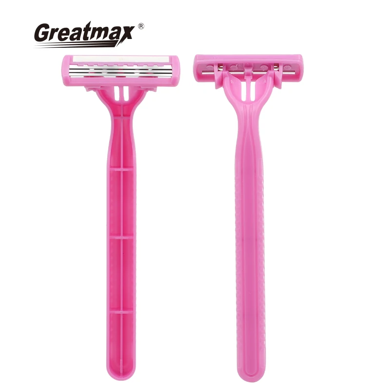 3 blades hotel disposable razor  fashion shaving razor blade Article with lubrication plastic razor