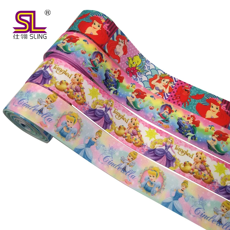 New arrival thermal transfer custom cartoon printed 63mm grosgrain ribbon