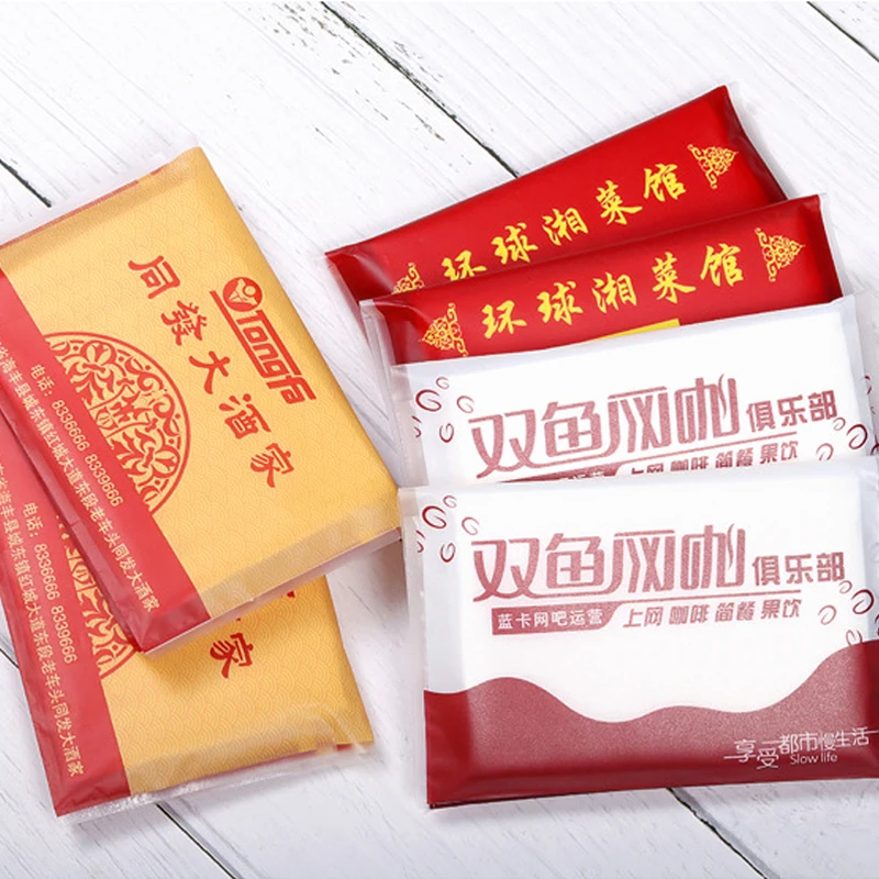 Custom printing wallet tissue paper hotel restaurant business advertising wrapping virgin wood pulp tissue paper pack with logo