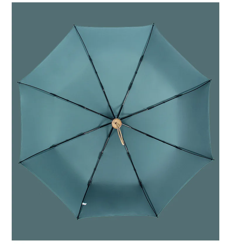 New three fold umbrella creative small fresh umbrella solid wood sunscreen unique umbrella for women