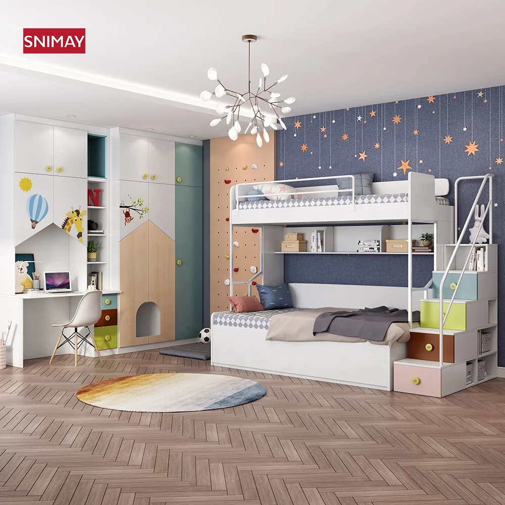 MDF Wooden Double Children Bunk Bed For Kids Bedroom