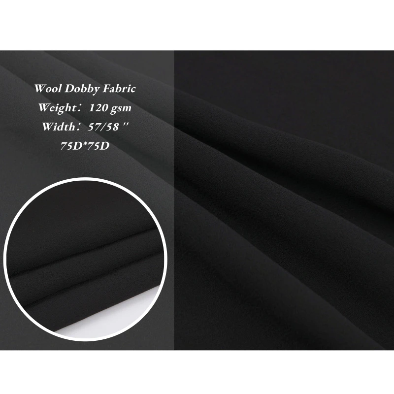Wholesale hot-sale Anti-wrinkle recycled 120gsm 75D wool dobby chiffon fabric for shirt