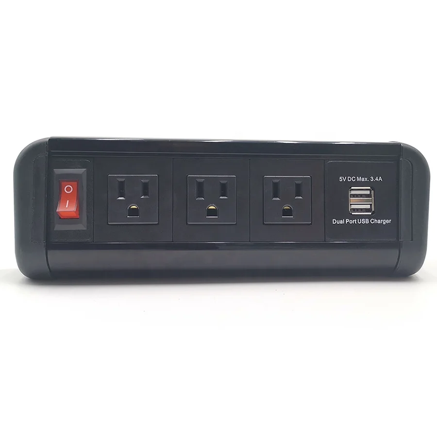 Настольная сетевая лента с 3 выходами USB типа US и настольным зажимом
