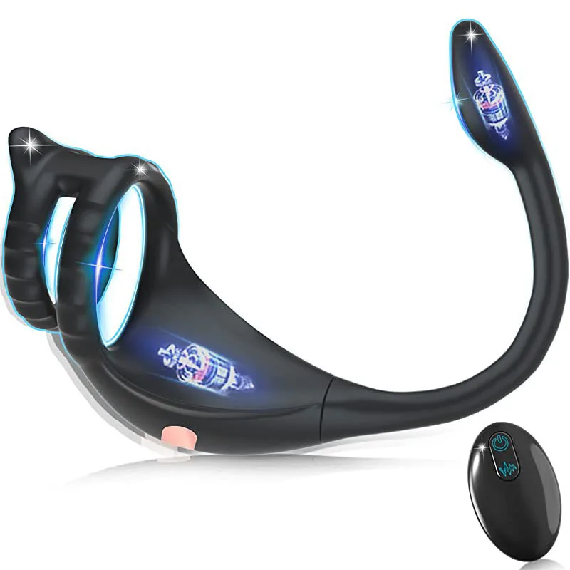 AAV Wireless Remote Control Prostate Massager Anal Plug Vibrator Sperm Lock Ring Delay Ejaculation Trainer Penis Ring for Men
