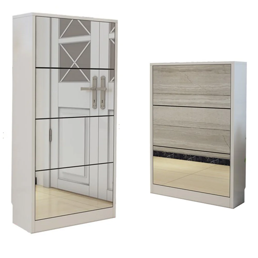 Living Room Furniture Space Save Storage Wooden Shoes Cabinet Racks Luxury Modern Shoe Cabinet With Glass