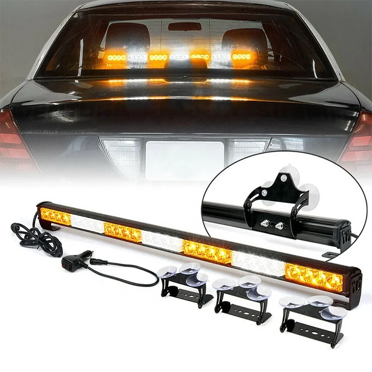 Car Led Emergency Strobe Light Bar 28SMD Auto Sucker Flashing Warning Lamp Truck SUV White Yellow Windshield Traffic Signal Lamp