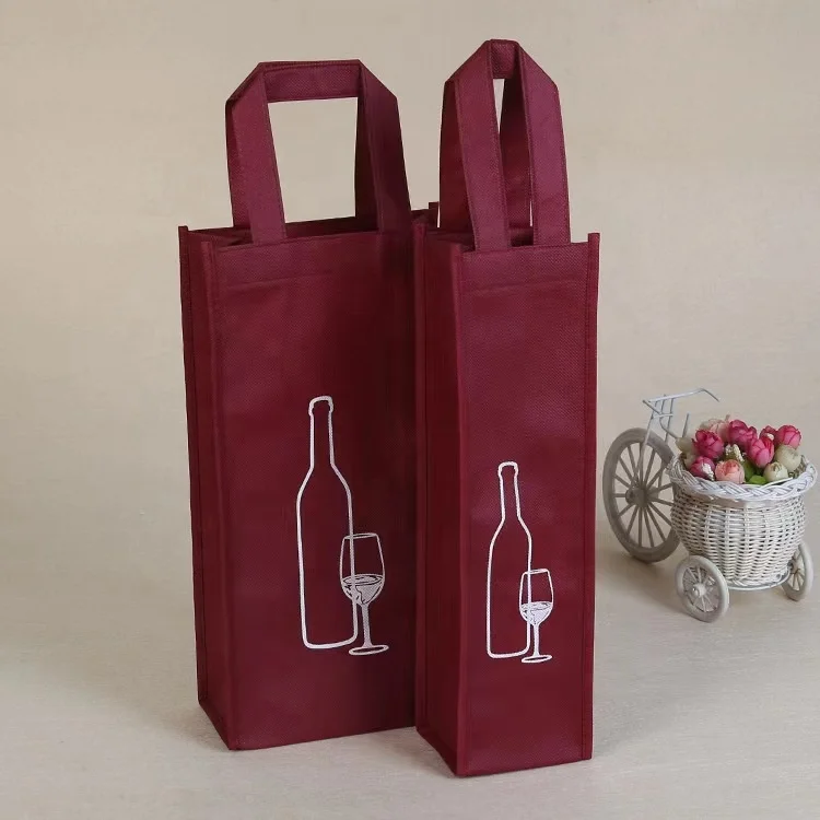 Customized Non Woven Two Cups Bottle Wine Bag with Logo Printing