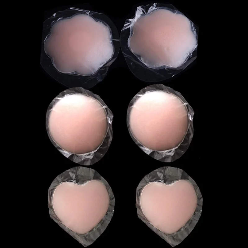 Dropship Multiple Styles Lady Breast Petals Opaque Invisible Reusable Strapless Non Adhesive Pasties Silicone Nipple Cover  bra