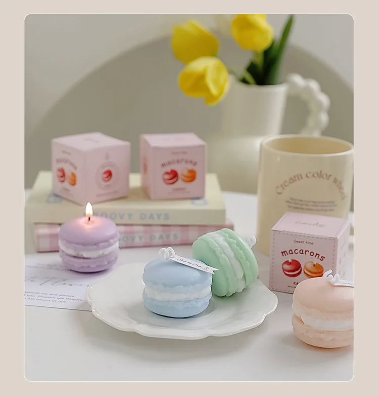 Jinmai Decorative Luxury Candle and Packaging Paraffin Soy Wax Color Macarons Candles