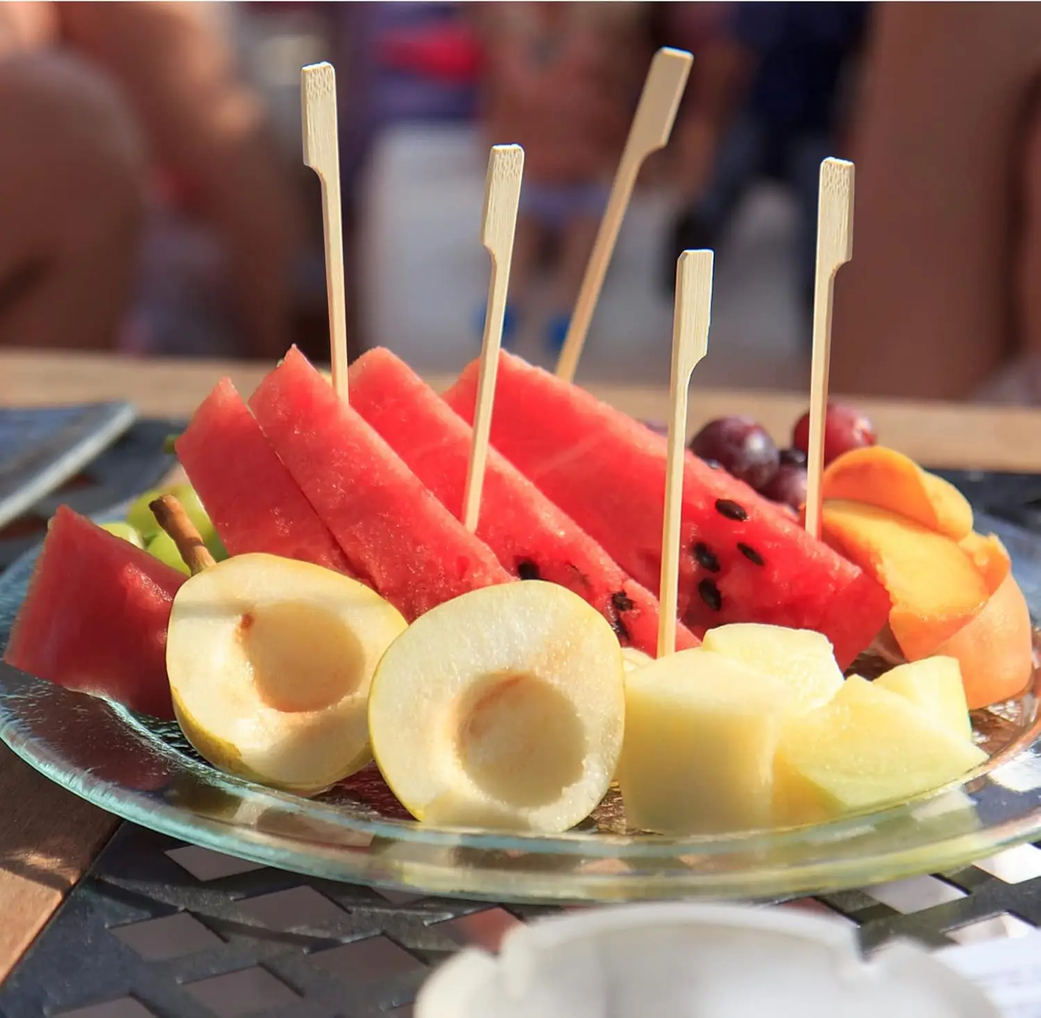 Biodegradable bamboo paddle picks fancy flat toothpicks for appetizers cocktail picks bamboo skewers