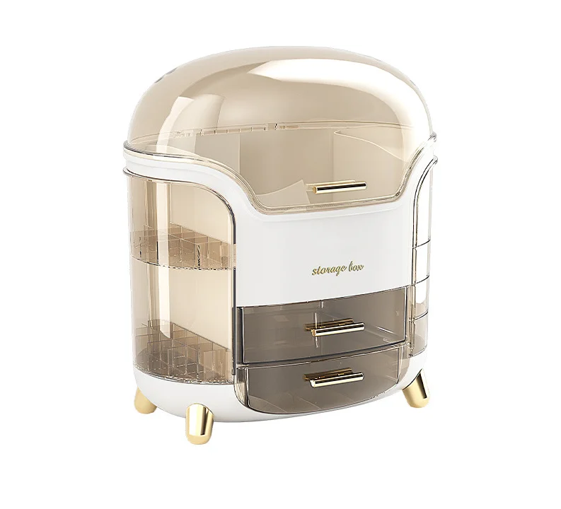 OWNSWING Fashion Plastic Large Capacity Desktop Make Up Storage Box Dustproof Cosmetics Storage Container  Makeup Organizer