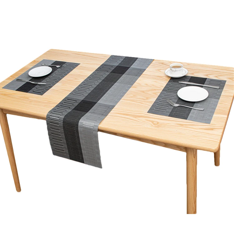 30*180cm Washable Heat-Resistant Anti-Skid Table Runners Kitchen non-slip PVC Table mats,Bamboo Woven Vinyl Table Runner
