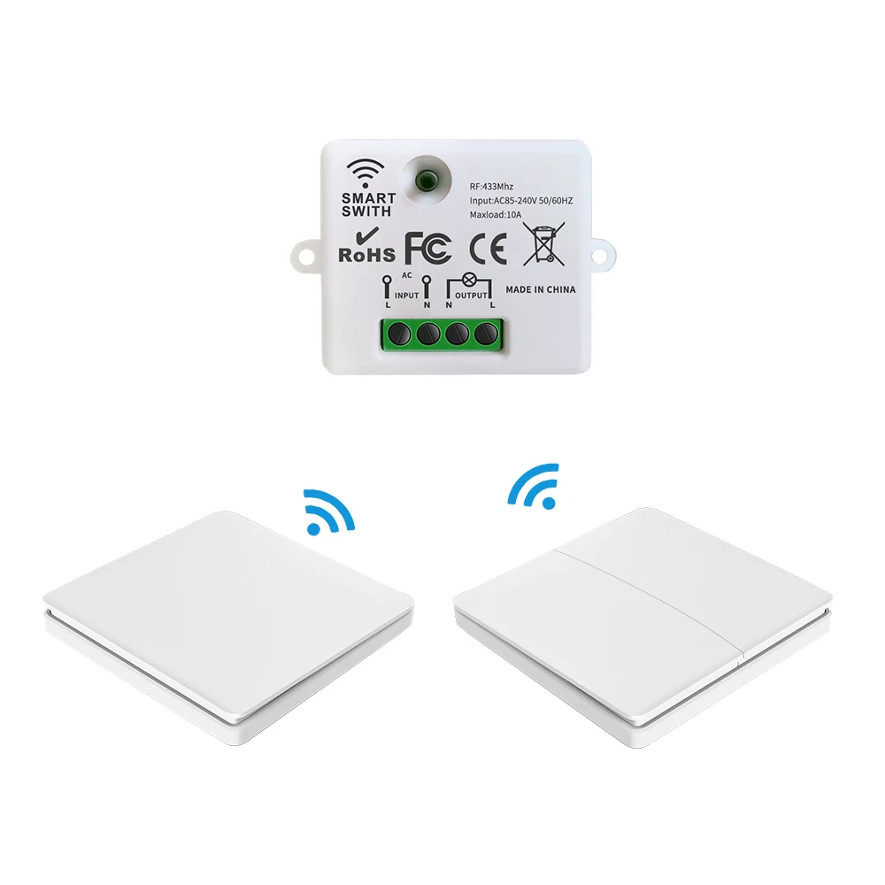 SIXWGH Wireless Switch  No battery needed Self-Powered Remote Control On Off  Switch Panel Home Waterproof Wall Light Switch 10A