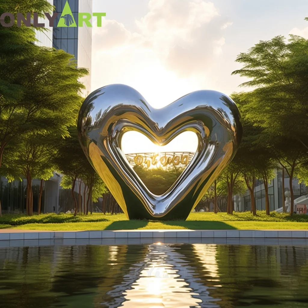 Outdoor Garden Large Size Stainless Steel Abstract Dove Ring Sculpture