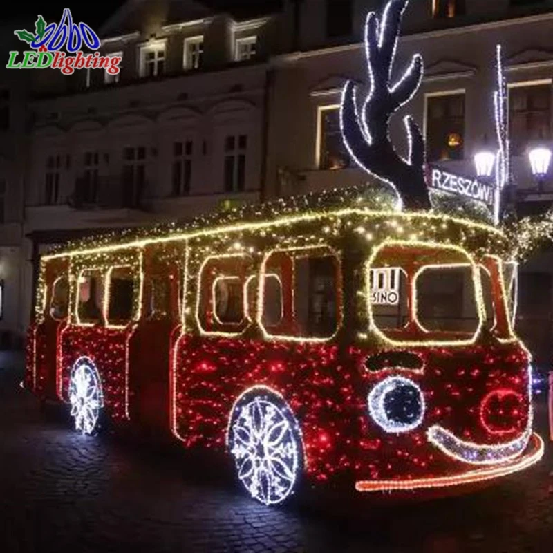 Открытый уличный рождественские украшения Водонепроницаемый 3D автобус мотив света