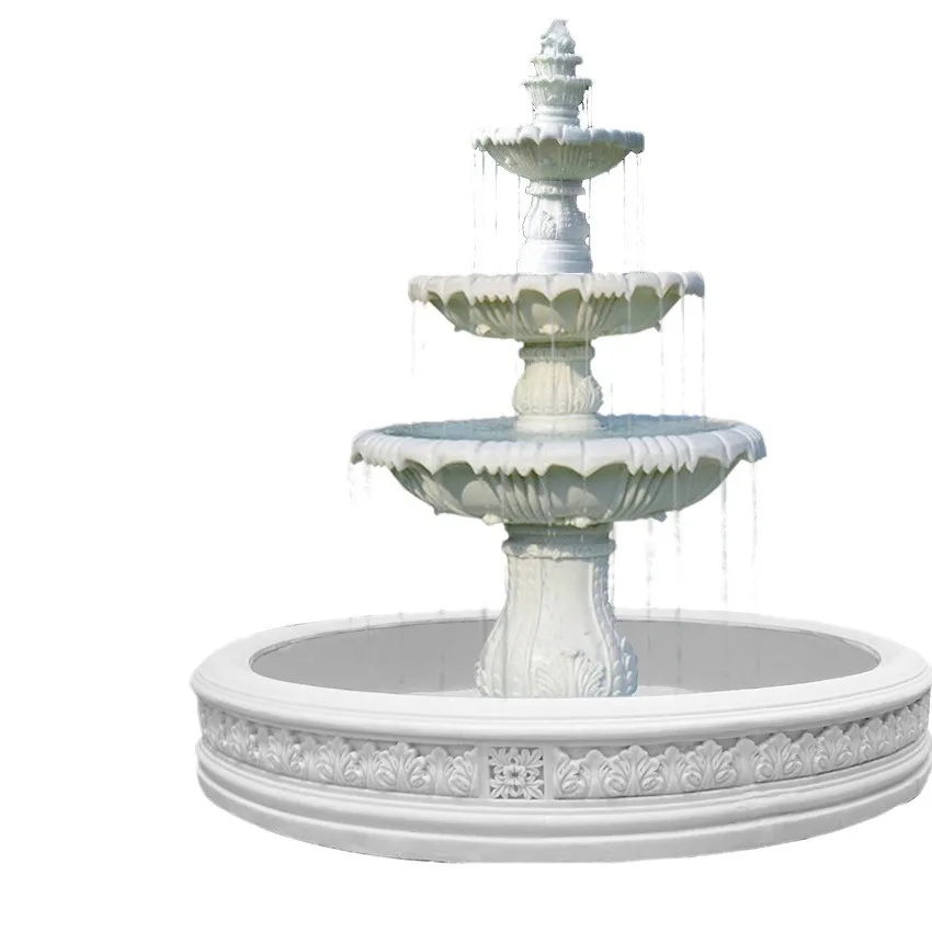 Customize White Stone Marble Flow Garden Water Marble Fountain Outdoor Garden Decoration Ornament Landscaping Product