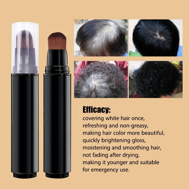 Private Label Semi-permanent Hair Dye Pen Touch Up Root Concealer Correct Over Bleached Wig Knots Black Hair Dye Brush Pen