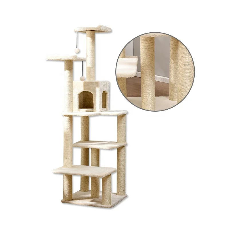 Cat jumps pole large climbing frame jumping platform cat climbing frame
