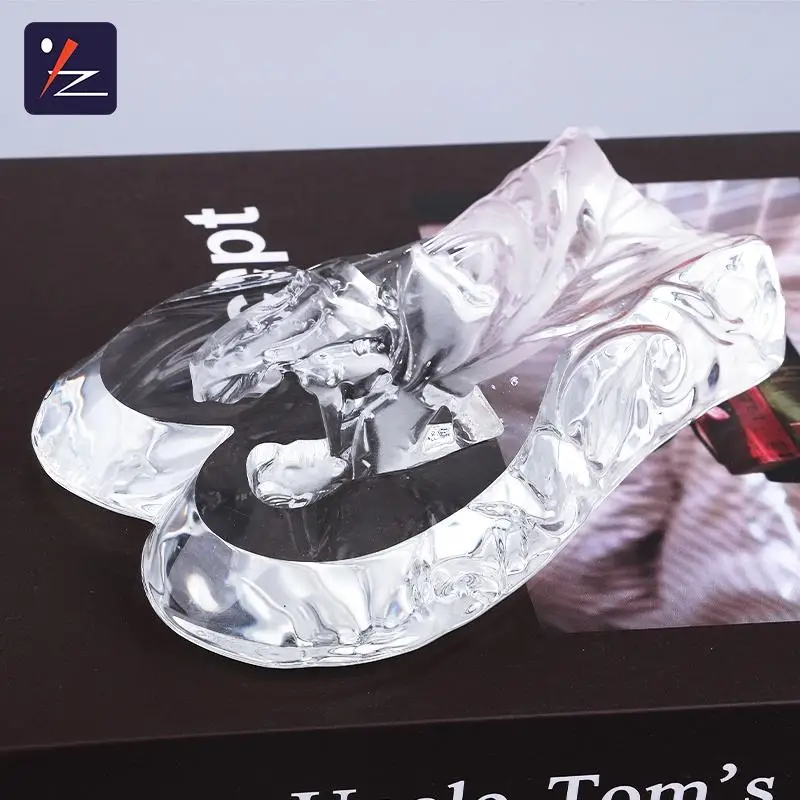 Custom 3D Laser Engraved Glass Craft Crystal Iceberg Award Feng Shui Home Decoration Polished Angel Theme Perfect Wedding Gift