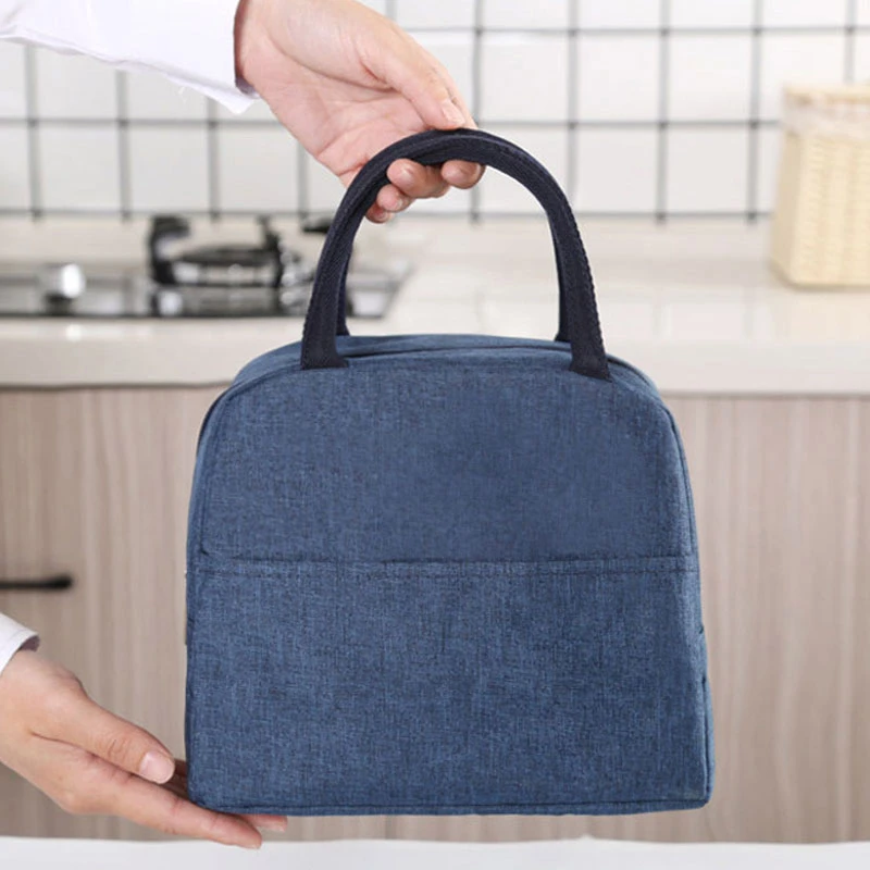 New Trendy Solid Color Water-Resistant Aluminum Foil Insulated Thermal Lunch Bags for Takeaway Picnic Meal Storage Pack