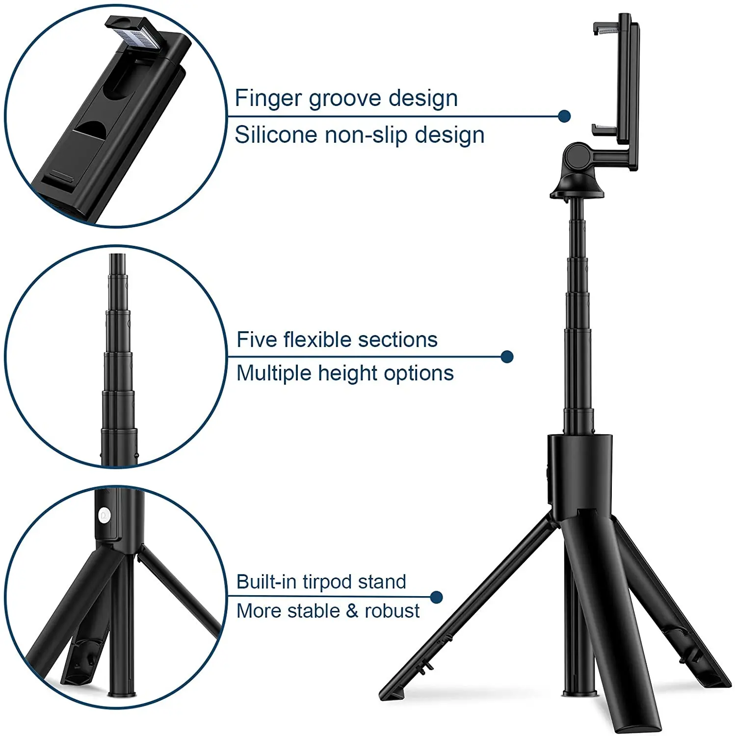 Slamoe Q02s Gimbal Wireless Professional Mini 360 Tripod Blue tooth Flexible Selfie Stick